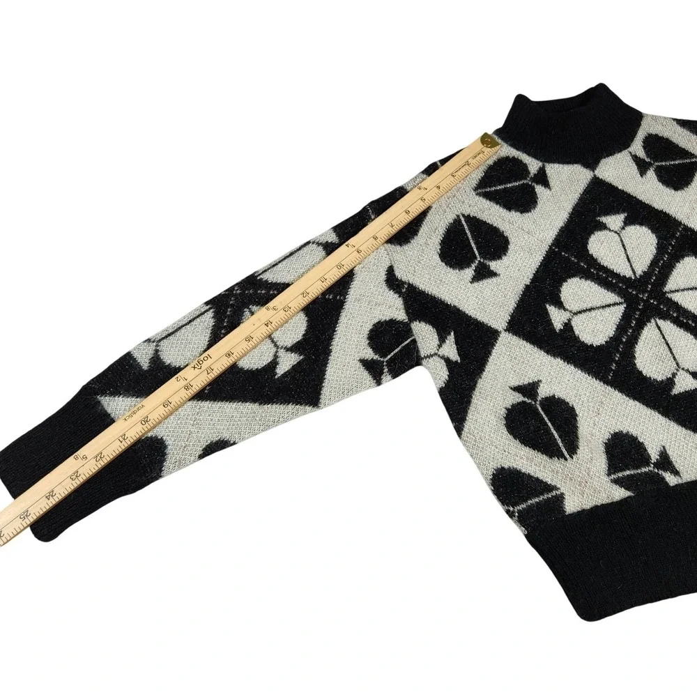Kate‎ Spade Playful Spade Geo Mock Neck Sweater Black White Sparkle XS NWOT
